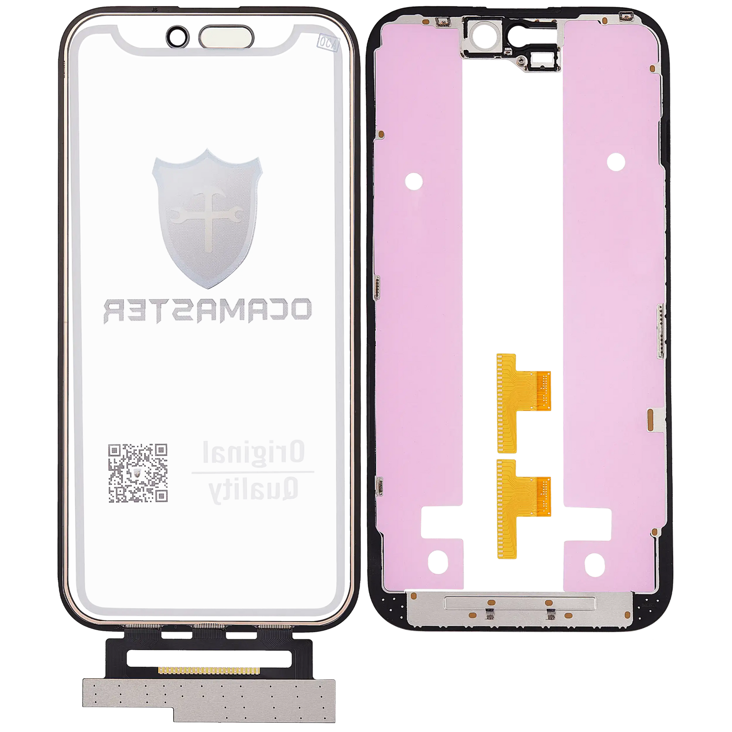 4 in 1 Short Flex (Digitizer Touch With Glass + OCA + Frame Pre-installed) For iPhone 15 (OCA Master)