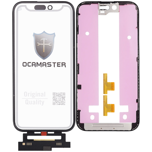 4 in 1 Short Flex (Digitizer Touch With Glass + OCA + Frame Pre-installed) For iPhone 15 (OCA Master)