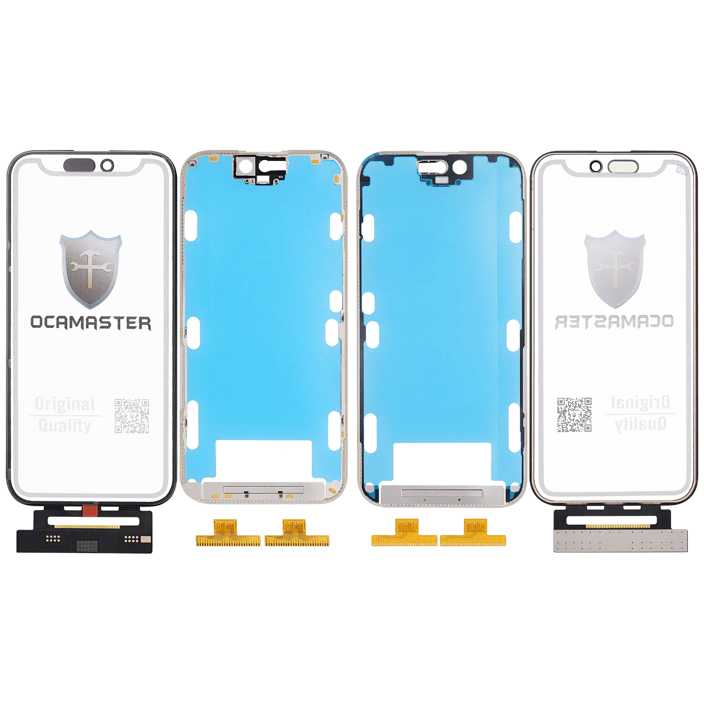 4 in 1 Short Flex (Digitizer Touch With Glass + OCA + Frame Pre-installed) For iPhone 15 Pro (OCA Master)