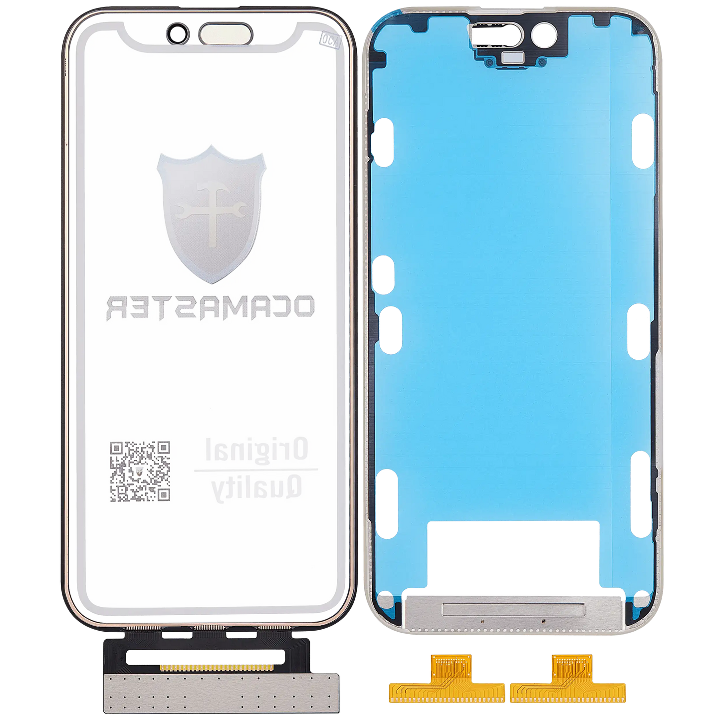 4 in 1 Short Flex (Digitizer Touch With Glass + OCA + Frame Pre-installed) For iPhone 15 Pro (OCA Master)