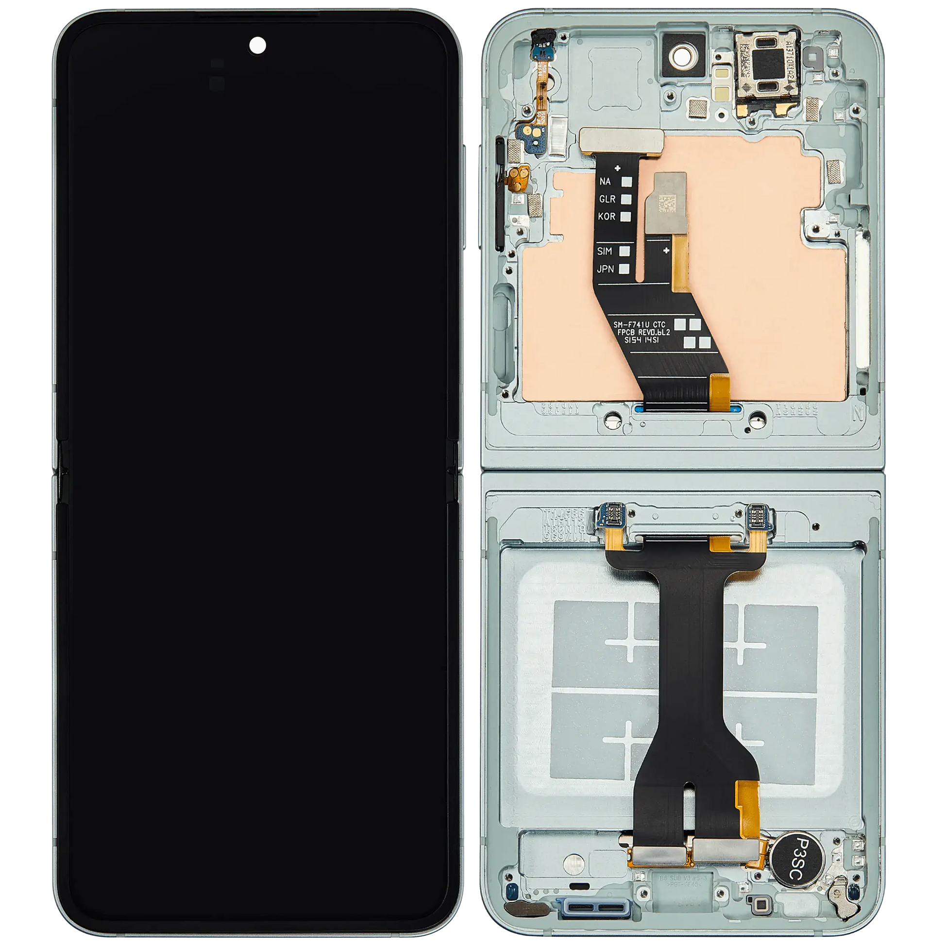 Inner OLED Assembly With Frame For Samsung Galaxy Z Flip 6 (F741) (US & International) (Refurbished) (Mint)