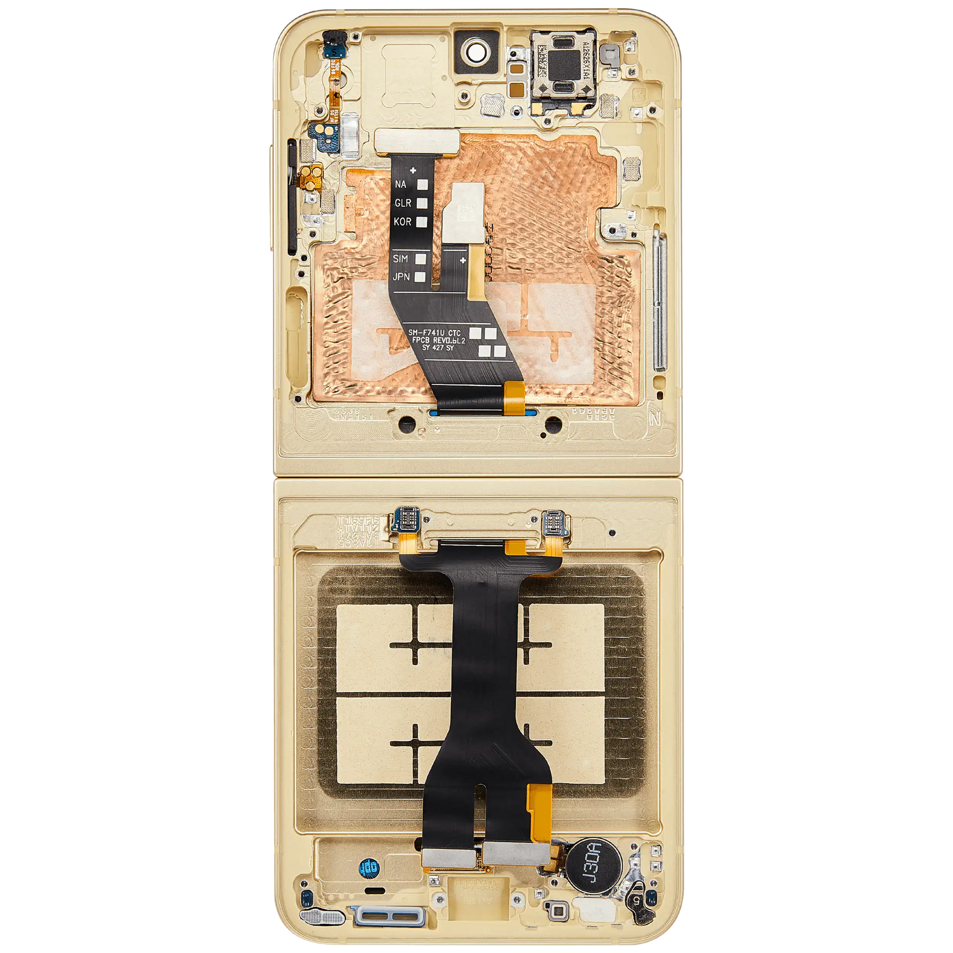 Inner OLED Assembly With Frame For Samsung Galaxy Z Flip 6 (F741) (US & International) (Refurbished) (Yellow)