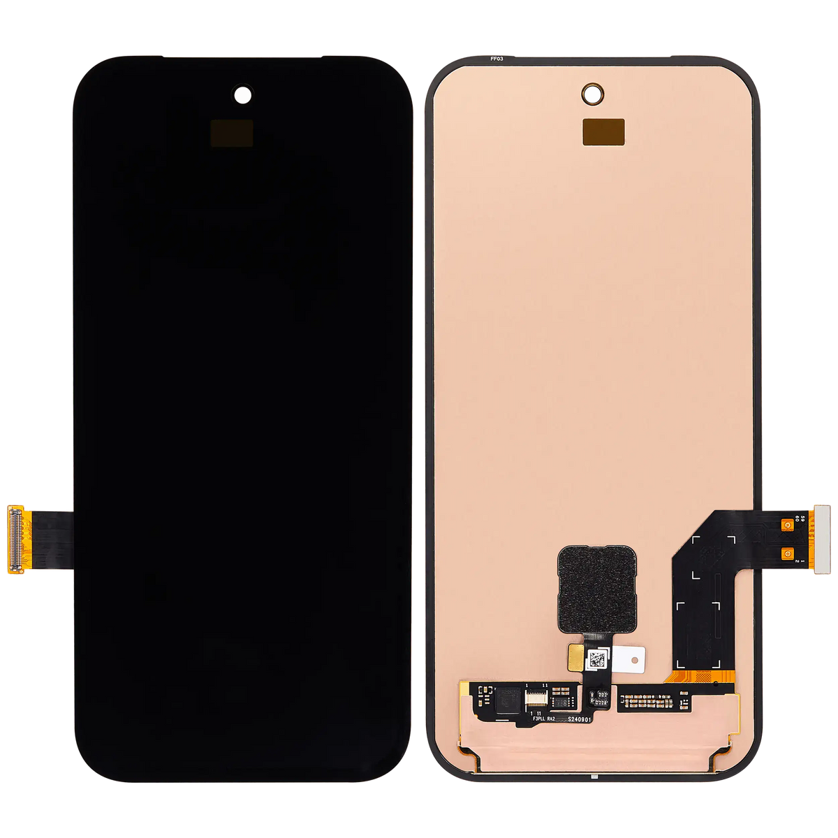 OLED Assembly Without Frame (With Fingerprint Sensor) For Google Pixel 9A (Refurbished) (All Colors) - repair component detailed angle