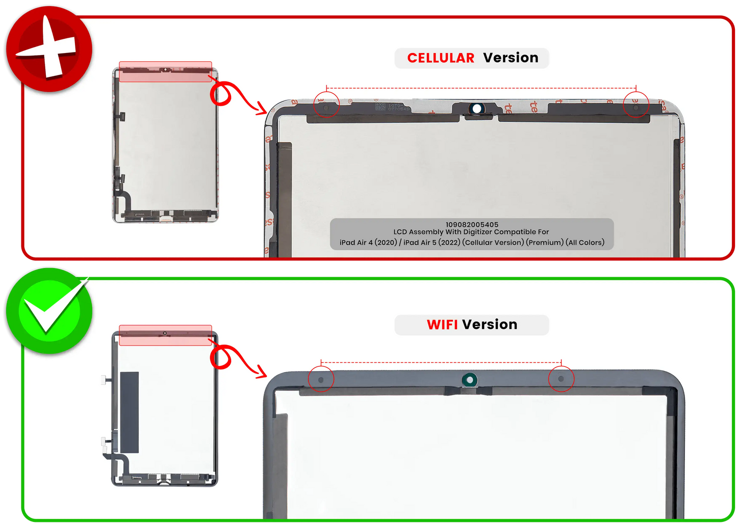 LCD Assembly With Digitizer For iPad Air 4 (2020) / iPad Air 5 (2022) (WiFi Only) (OEM Pull: Grade A) (All Colors )