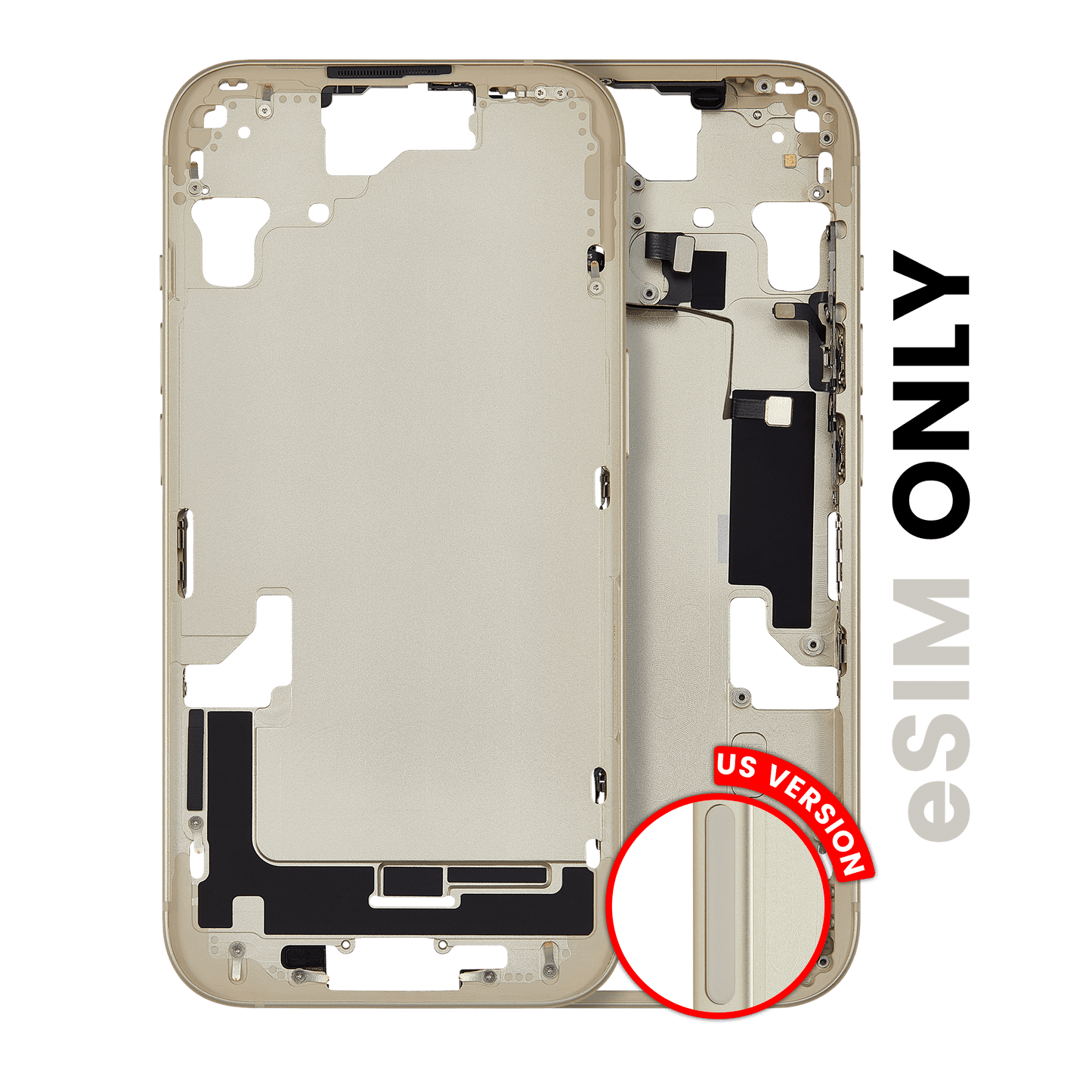 Mid-Frame Housing W/ Small Parts For iPhone 15 (US Version) (Used OEM Pull: Grade A) (Yellow)