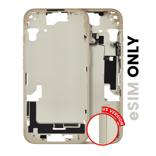 Mid-Frame Housing W/ Small Parts For iPhone 15 (US Version) (Used OEM Pull: Grade A) (Yellow)