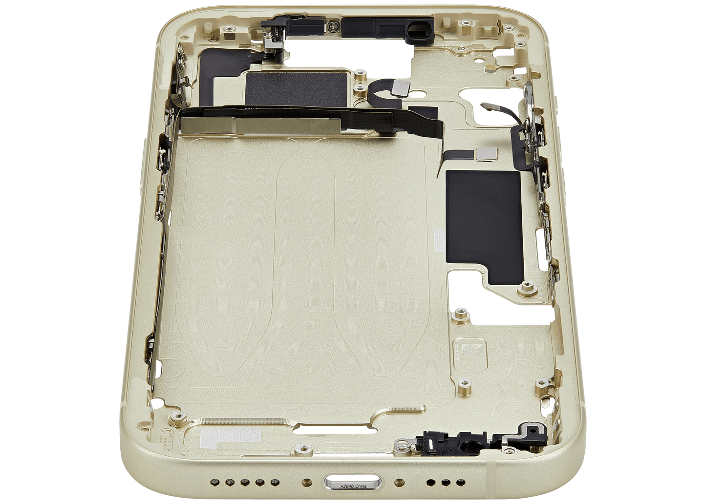 Mid-Frame Housing W/ Small Parts For iPhone 15 (US Version) (Used OEM Pull: Grade A) (Yellow)