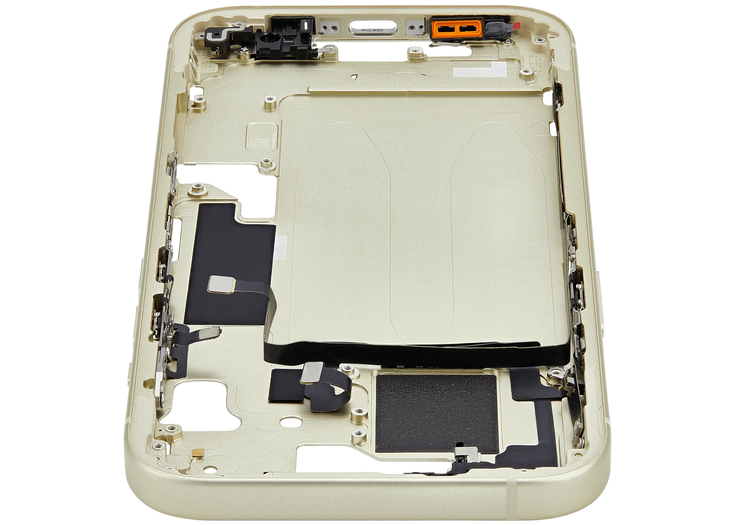 Mid-Frame Housing W/ Small Parts For iPhone 15 (US Version) (Used OEM Pull: Grade A) (Yellow)