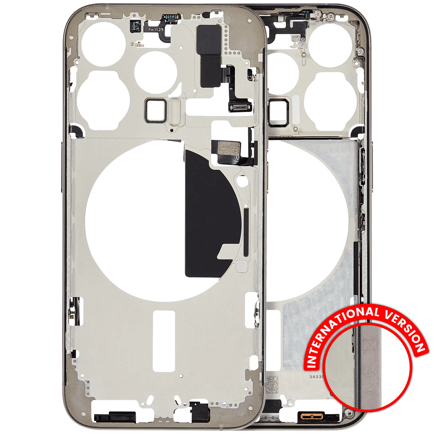 Mid-Frame Housing W/ Small Parts For iPhone 15 Pro (EU / Global Version) (Used OEM Pull: Grade B) (Natural Titanium)