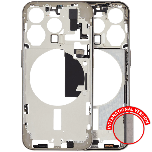 Mid-Frame Housing W/ Small Parts For iPhone 15 Pro (EU / Global Version) (Used OEM Pull: Grade B) (Natural Titanium)
