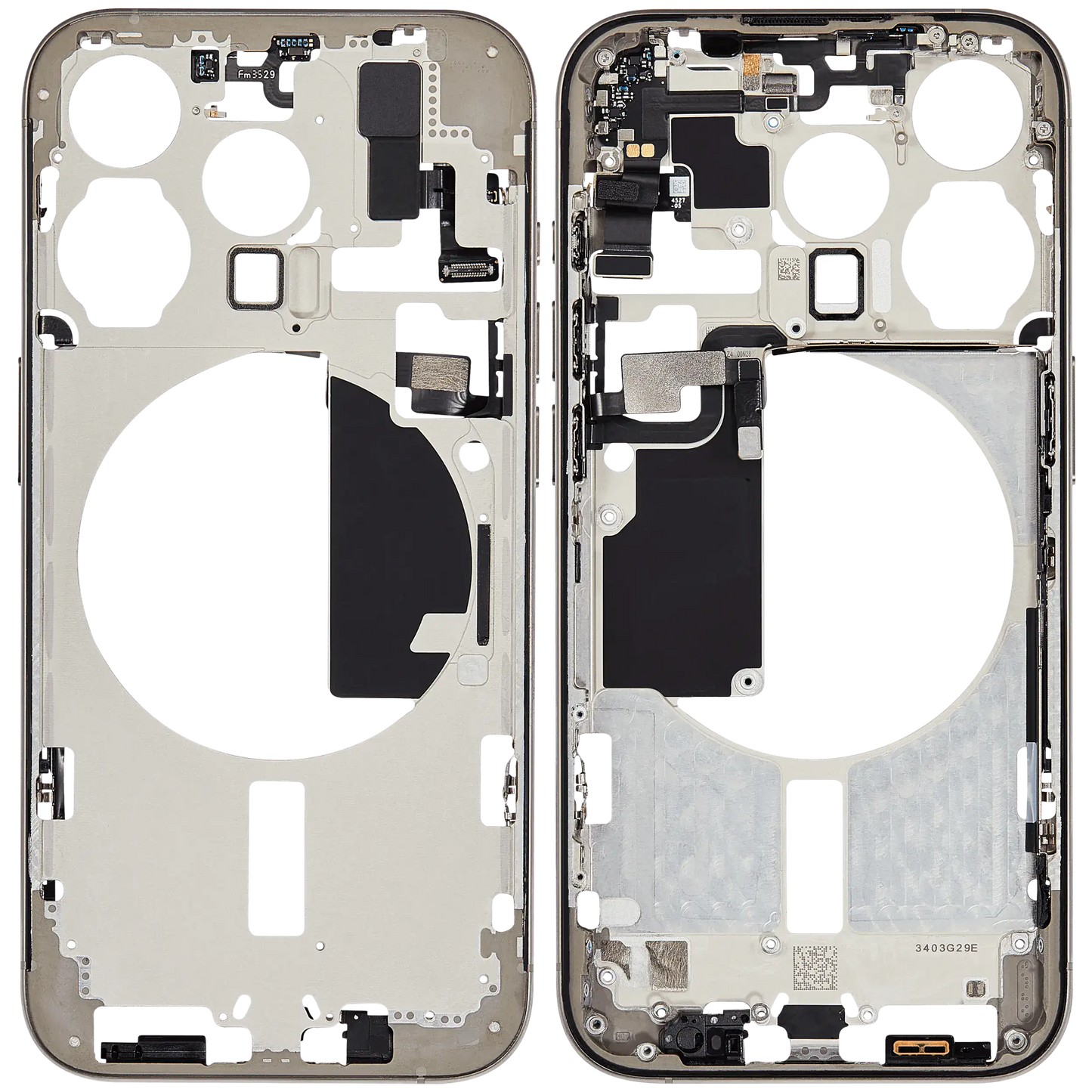 Mid-Frame Housing W/ Small Parts For iPhone 15 Pro (EU / Global Version) (Used OEM Pull: Grade B) (Natural Titanium)