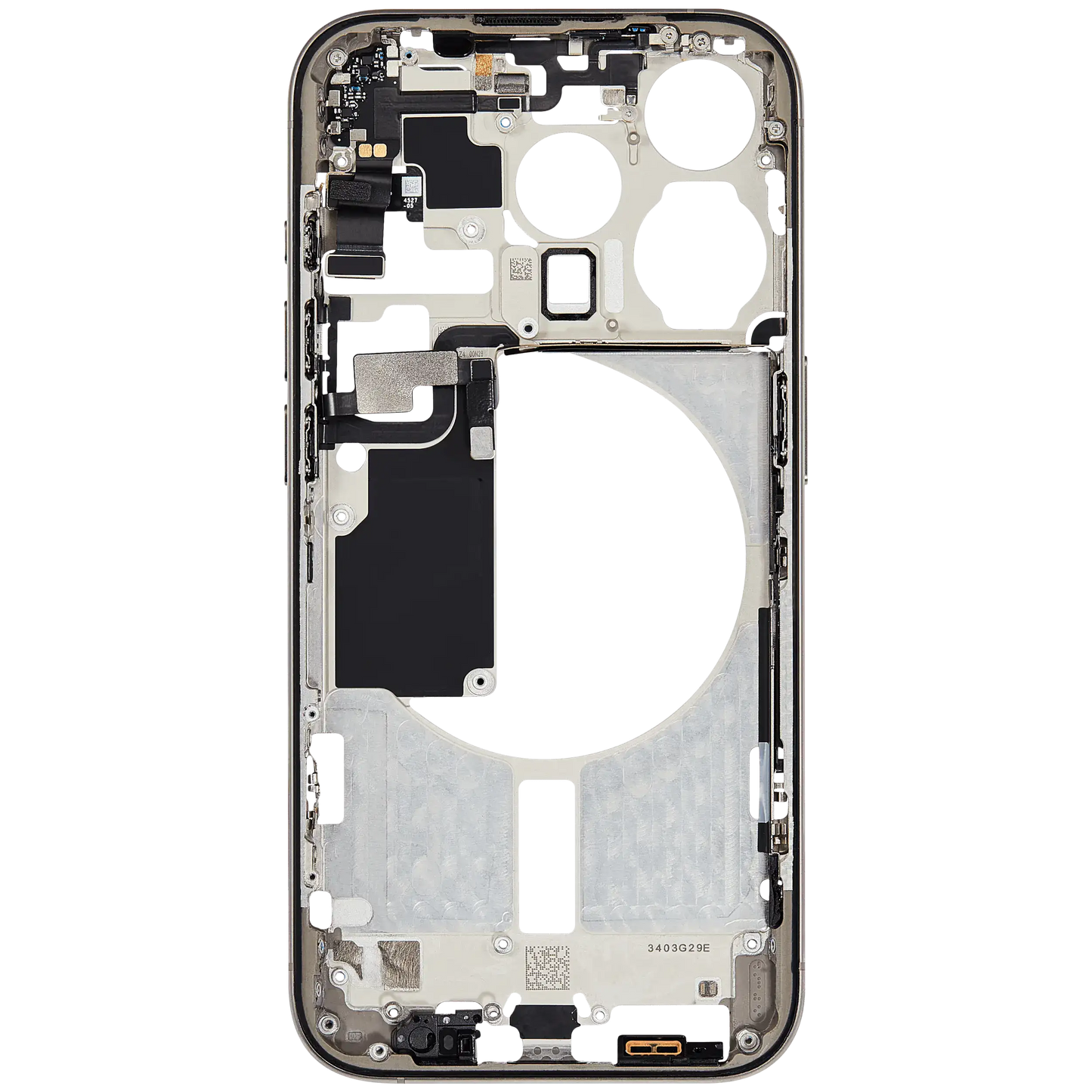 Mid-Frame Housing W/ Small Parts For iPhone 15 Pro (EU / Global Version) (Used OEM Pull: Grade B) (Natural Titanium)