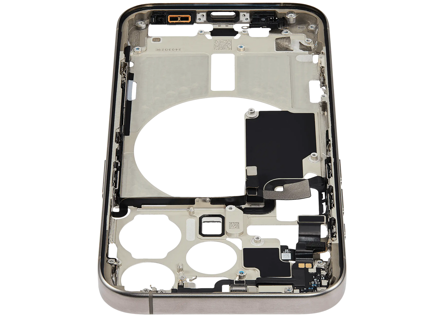 Mid-Frame Housing W/ Small Parts For iPhone 15 Pro (EU / Global Version) (Used OEM Pull: Grade B) (Natural Titanium)