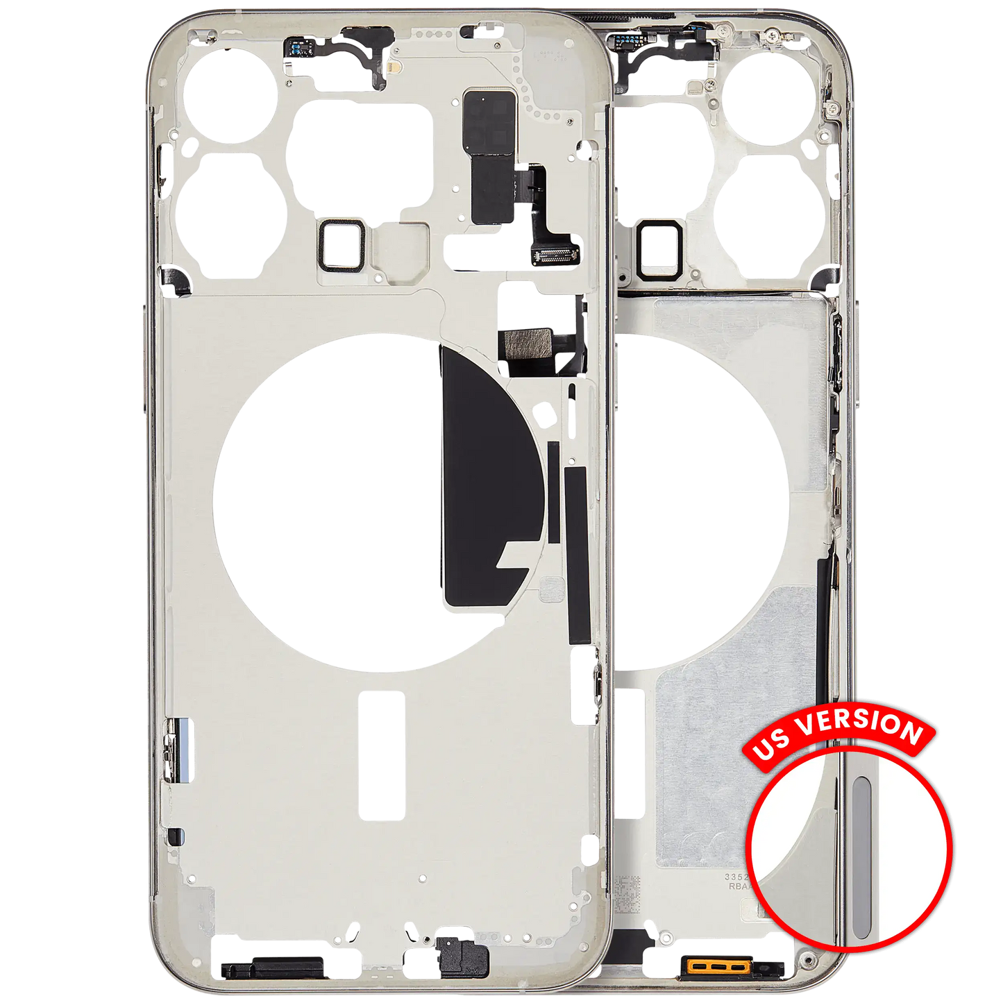 Mid-Frame Housing W/ Small Parts For iPhone 15 Pro Max (US Version) (Aftermarket Plus) (White Titanium)