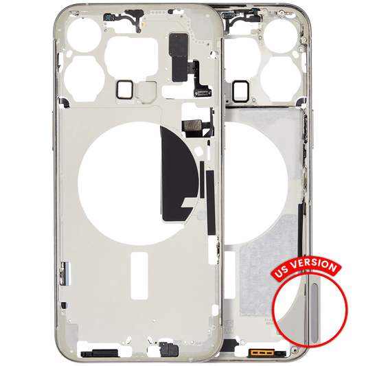 Mid-Frame Housing W/ Small Parts For iPhone 15 Pro Max (US Version) (Aftermarket Plus) (White Titanium)
