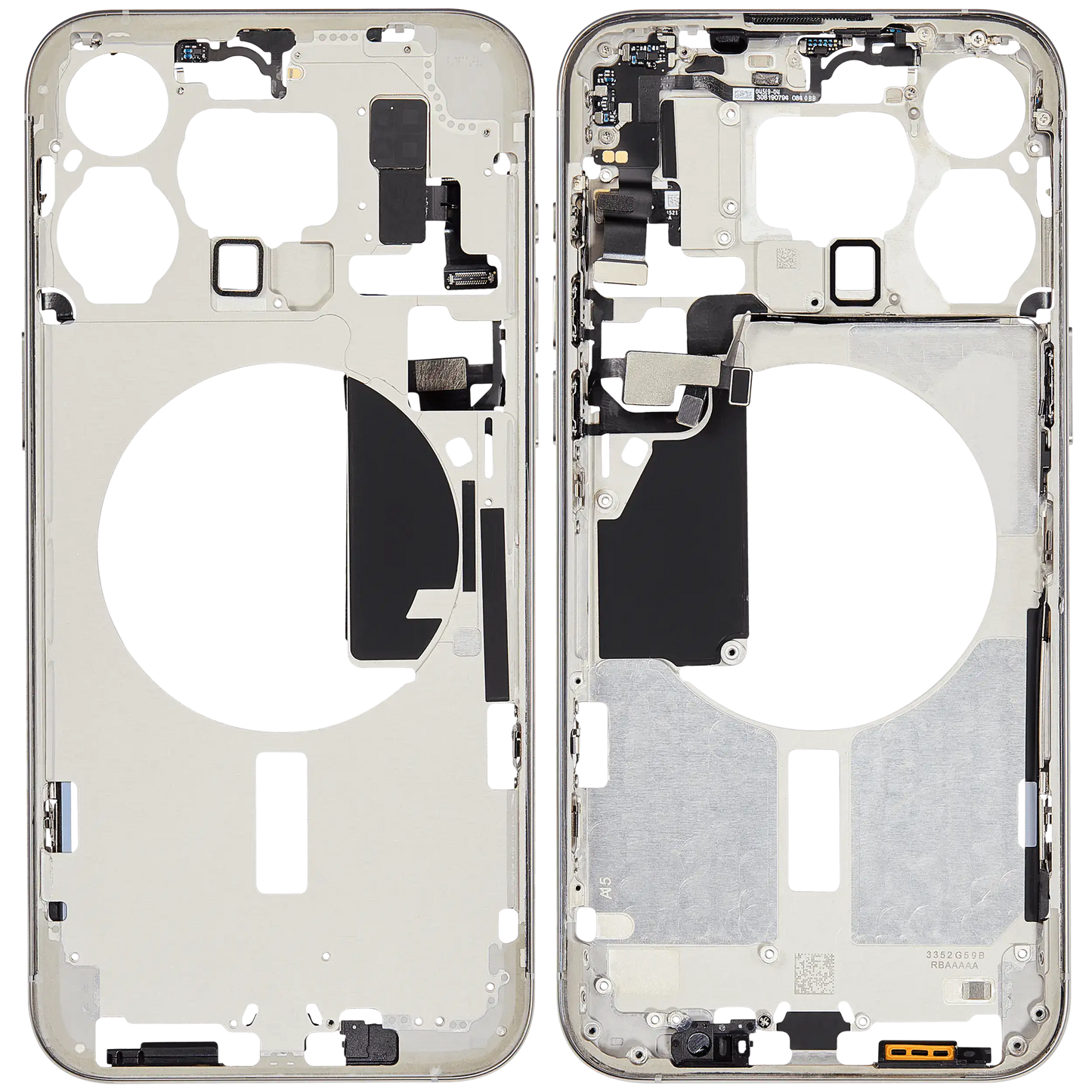 Mid-Frame Housing W/ Small Parts For iPhone 15 Pro Max (US Version) (Aftermarket Plus) (White Titanium)
