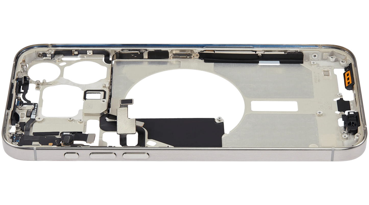 Mid-Frame Housing W/ Small Parts For iPhone 15 Pro Max (US Version) (Aftermarket Plus) (White Titanium)