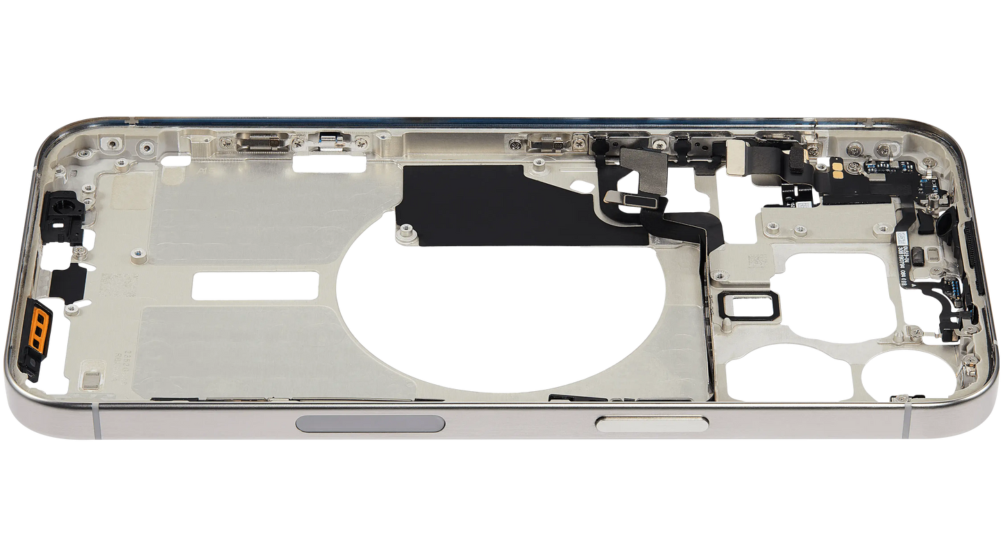 Mid-Frame Housing W/ Small Parts For iPhone 15 Pro Max (US Version) (Aftermarket Plus) (White Titanium)