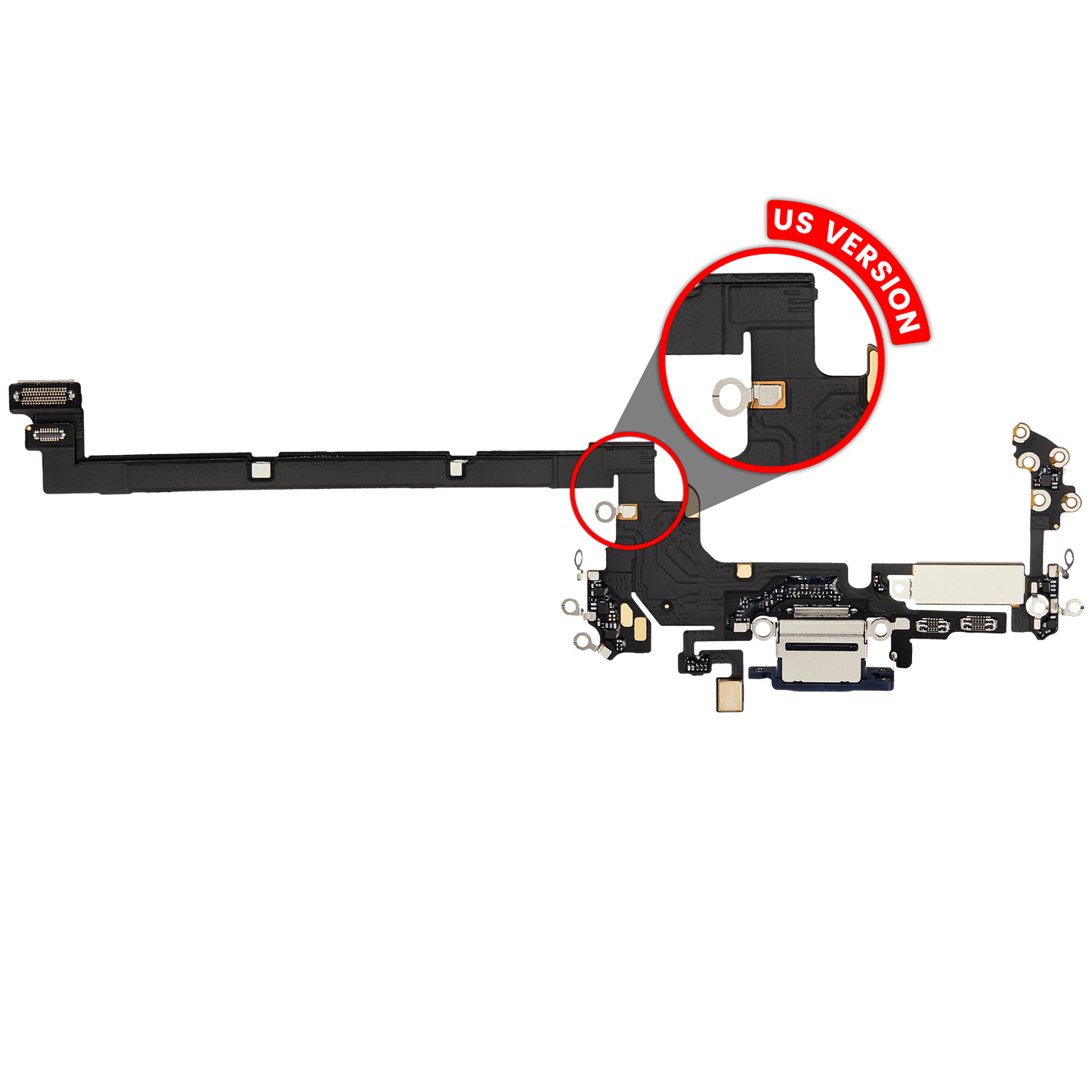 Charging Port Flex Cable For iPhone 17 Pro (Premium) (US Version) (Deep Blue)