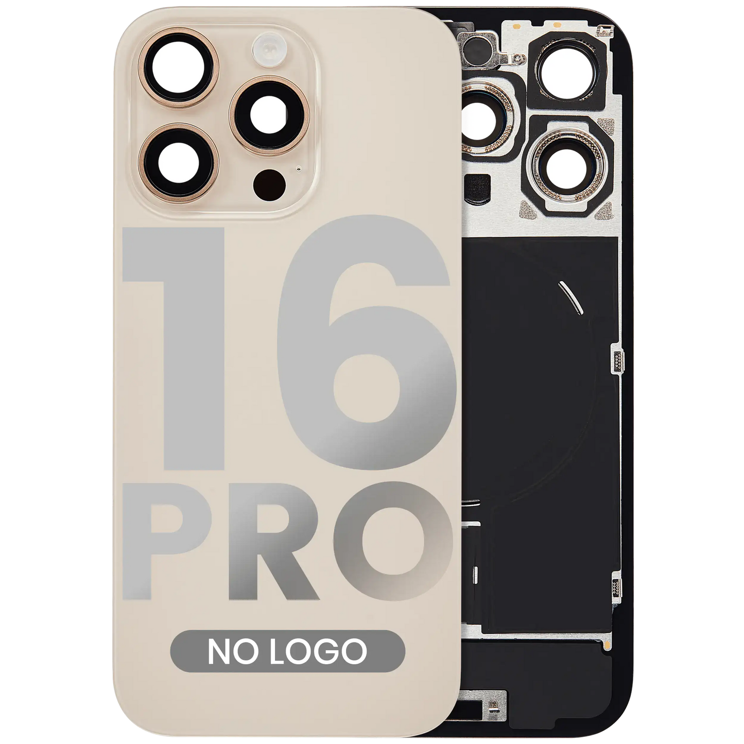 Back Glass w/ MagSafe Magnet & NFC & Flashlight Flex For iPhone 16 Pro (Aftermarket) (Desert Titanium) (No Logo)