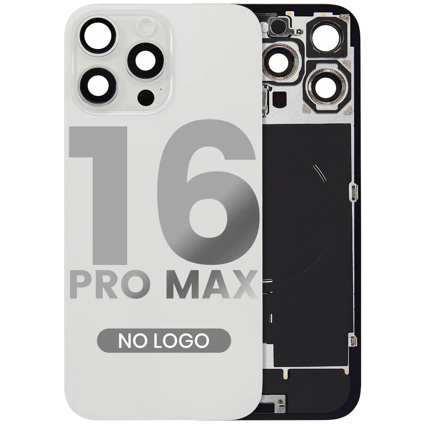 Back Glass w/ MagSafe Magnet & NFC & Flashlight Flex For iPhone 16 Pro Max (Aftermarket) (White Titanium) (No Logo)