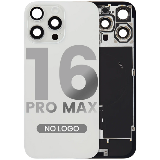 Back Glass w/ MagSafe Magnet & NFC & Flashlight Flex For iPhone 16 Pro Max (Aftermarket) (White Titanium) (No Logo)