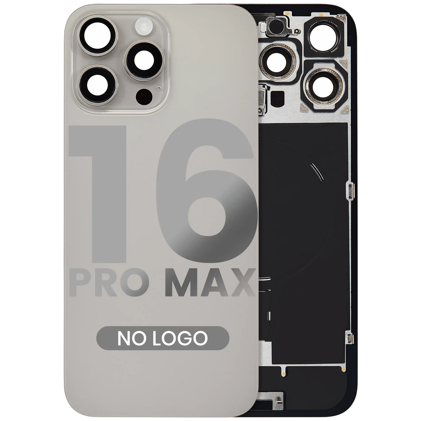Back Glass w/ MagSafe Magnet & NFC & Flashlight Flex For iPhone 16 Pro Max (Aftermarket) (Natural Titanium) (No Logo)