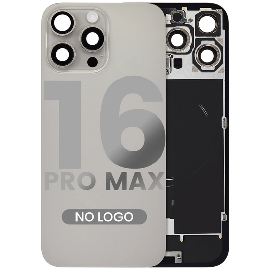 Back Glass w/ MagSafe Magnet & NFC & Flashlight Flex For iPhone 16 Pro Max (Aftermarket) (Natural Titanium) (No Logo)