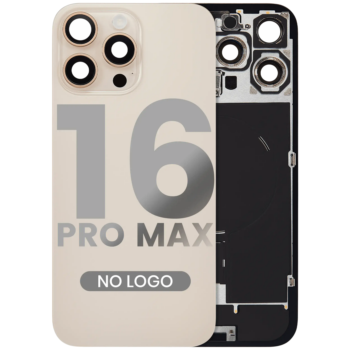 Back Glass w/ MagSafe Magnet & NFC & Flashlight Flex For iPhone 16 Pro Max (Aftermarket) (Desert Titanium) (No Logo)