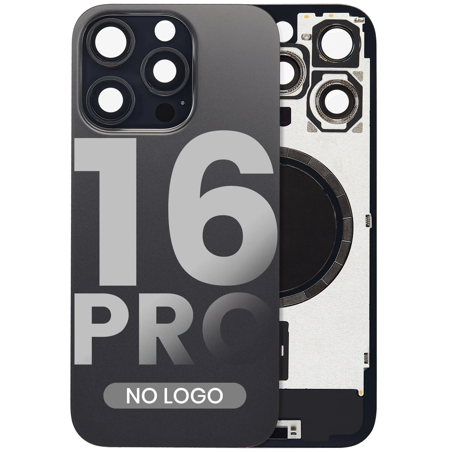 Back Glass w/ MagSafe Magnet For iPhone 16 Pro (Aftermarket) (Black Titanium) (No Logo)