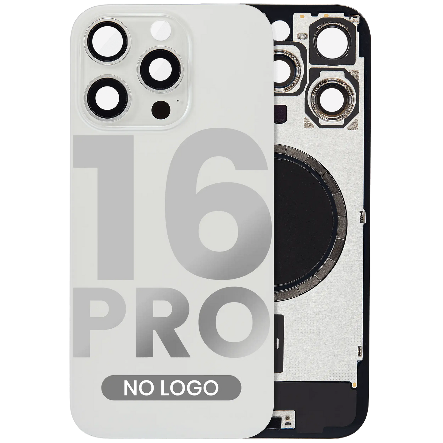Back Glass w/ MagSafe Magnet For iPhone 16 Pro (Aftermarket) (White Titanium) (No Logo)