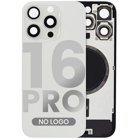 Back Glass w/ MagSafe Magnet & NFC & Flashlight Flex For iPhone 16 Pro (Aftermarket) (White Titanium) (No Logo)