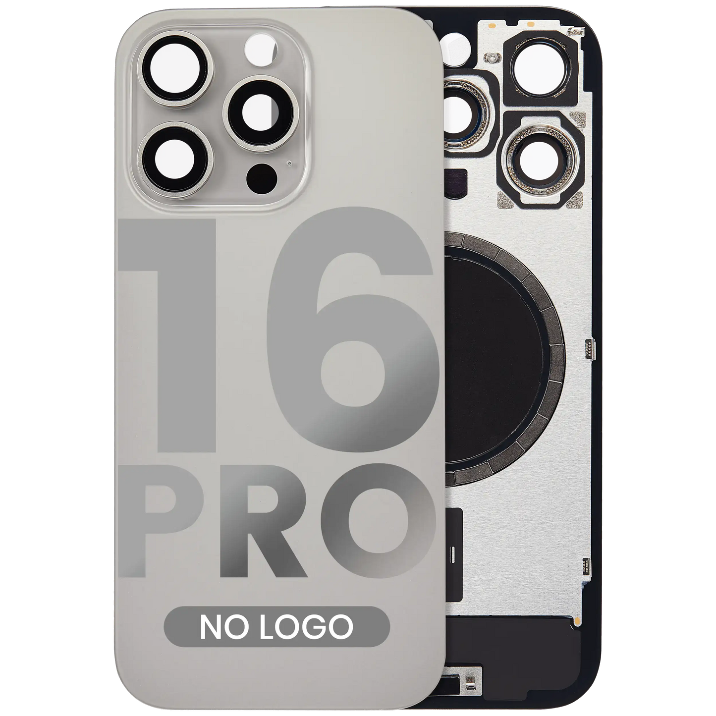 Back Glass w/ MagSafe Magnet & NFC & Flashlight Flex For iPhone 16 Pro (Aftermarket) (Natural Titanium) (No Logo)