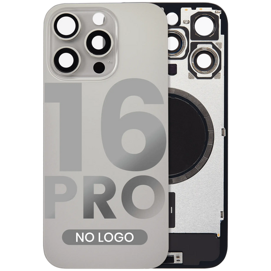Back Glass w/ MagSafe Magnet & NFC & Flashlight Flex For iPhone 16 Pro (Aftermarket) (Natural Titanium) (No Logo)