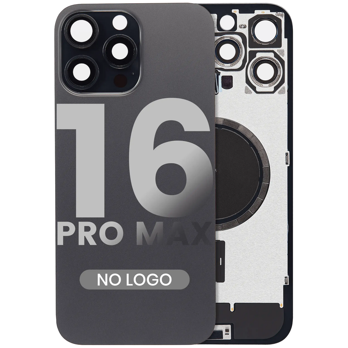 Back Glass w/ MagSafe Magnet For iPhone 16 Pro Max (Aftermarket) (Black Titanium) (No Logo)