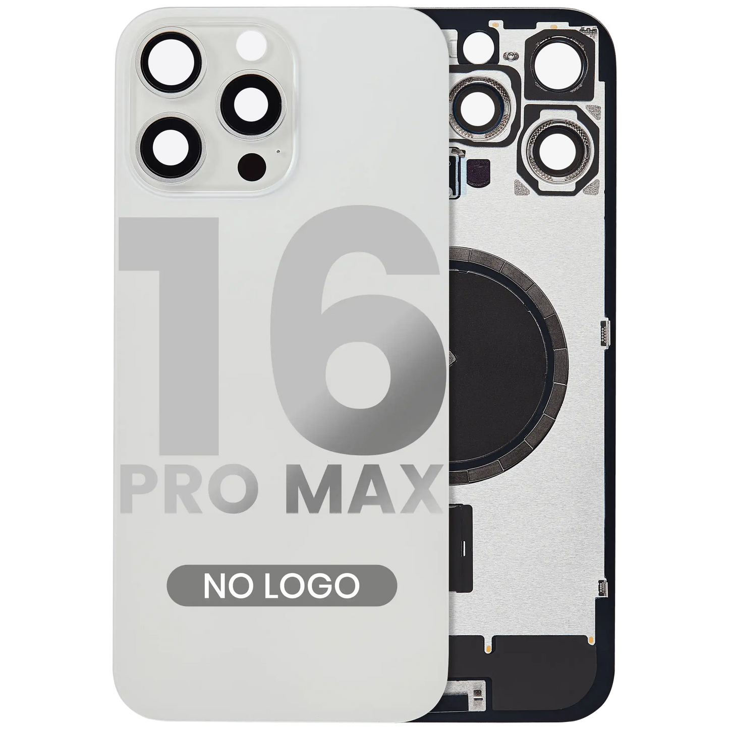 Back Glass w/ MagSafe Magnet For iPhone 16 Pro Max (Aftermarket) (White Titanium) (No Logo)
