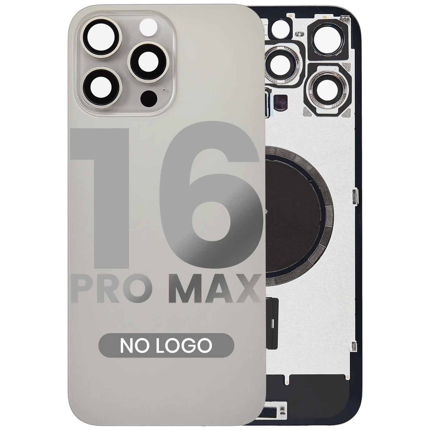 Back Glass w/ MagSafe Magnet For iPhone 16 Pro Max (Aftermarket) (Natural Titanium) (No Logo)