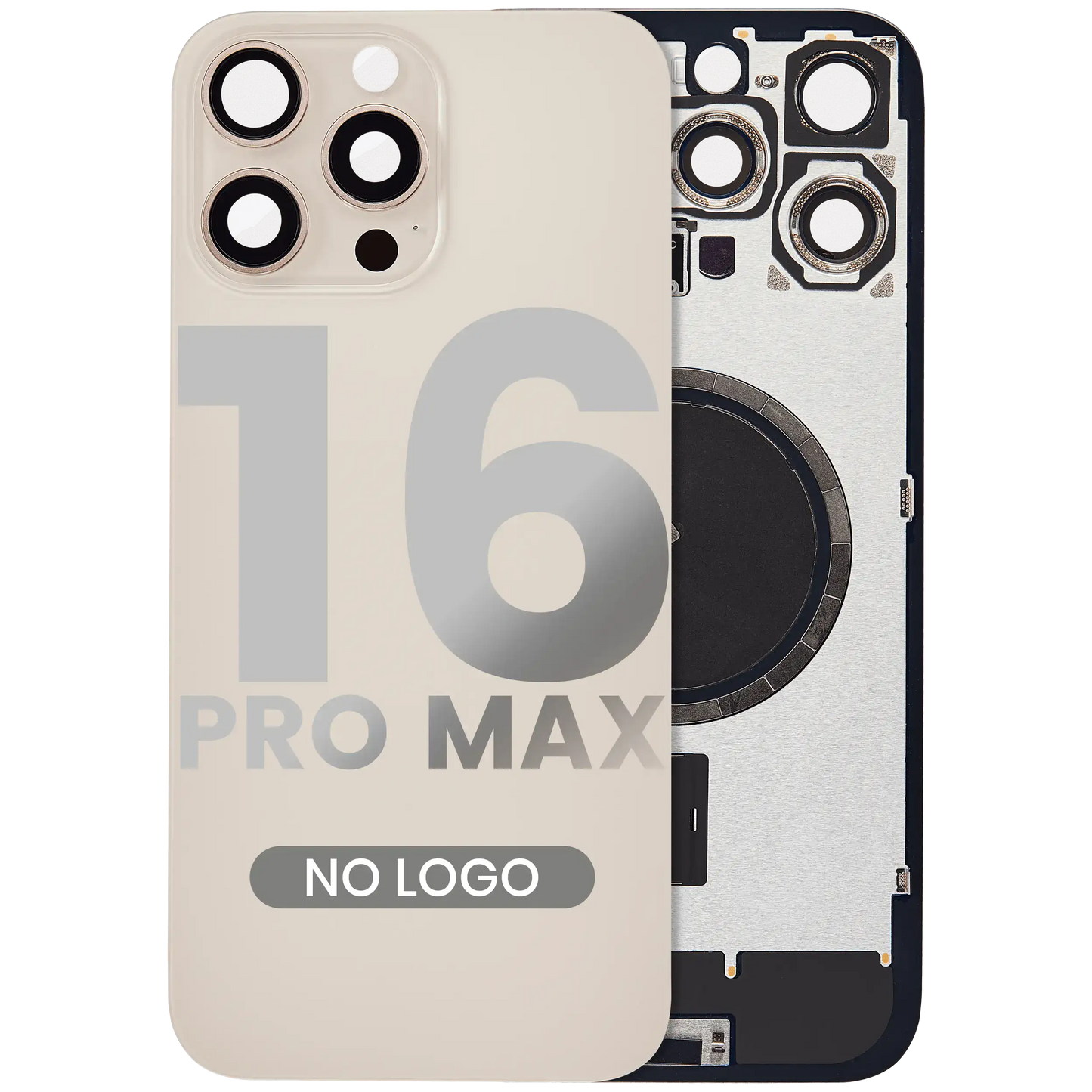 Back Glass w/ MagSafe Magnet For iPhone 16 Pro Max (Aftermarket) (Desert Titanium) (No Logo)