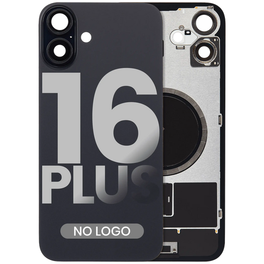 Back Glass w/ MagSafe Magnet For iPhone 16 Plus (Aftermarket) (Black) (No Logo)
