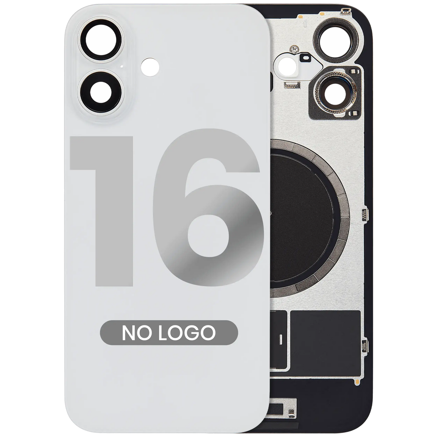 Back Glass w/ MagSafe Magnet For iPhone 16 (Aftermarket) (White) (No Logo)
