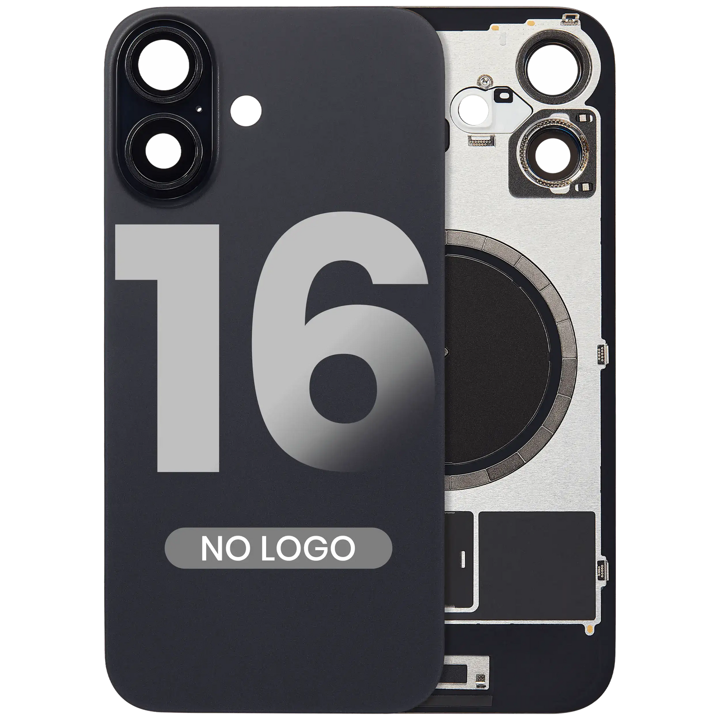 Back Glass w/ MagSafe Magnet For iPhone 16 (Aftermarket) (Black) (No Logo)