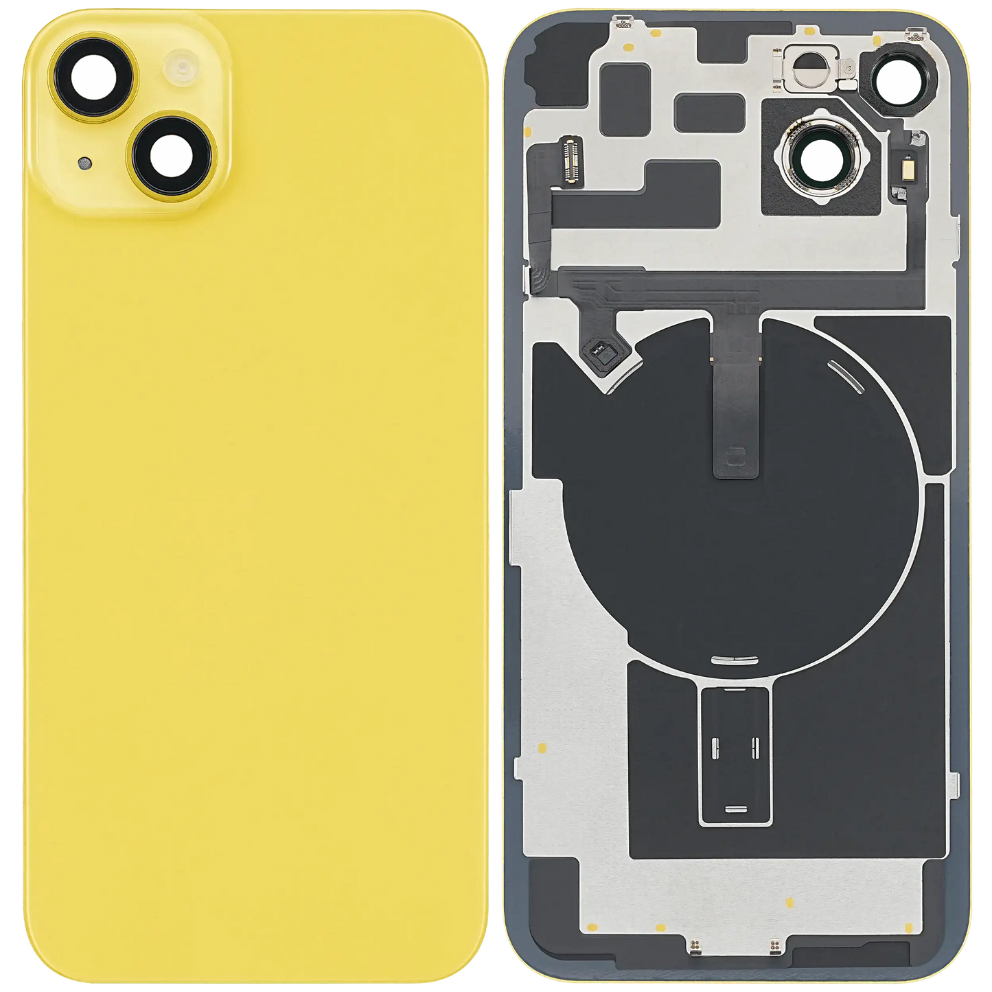 Back Glass With Steel Plate With Wireless NFC & MagSafe Magnet Pre-Installed For iPhone 14 Plus (No Logo) (Yellow)