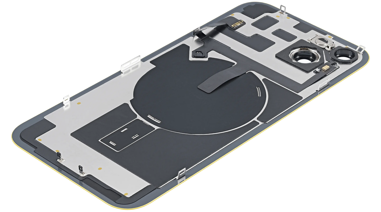 Back Glass With Steel Plate With Wireless NFC & MagSafe Magnet Pre-Installed For iPhone 14 Plus (No Logo) (Yellow)