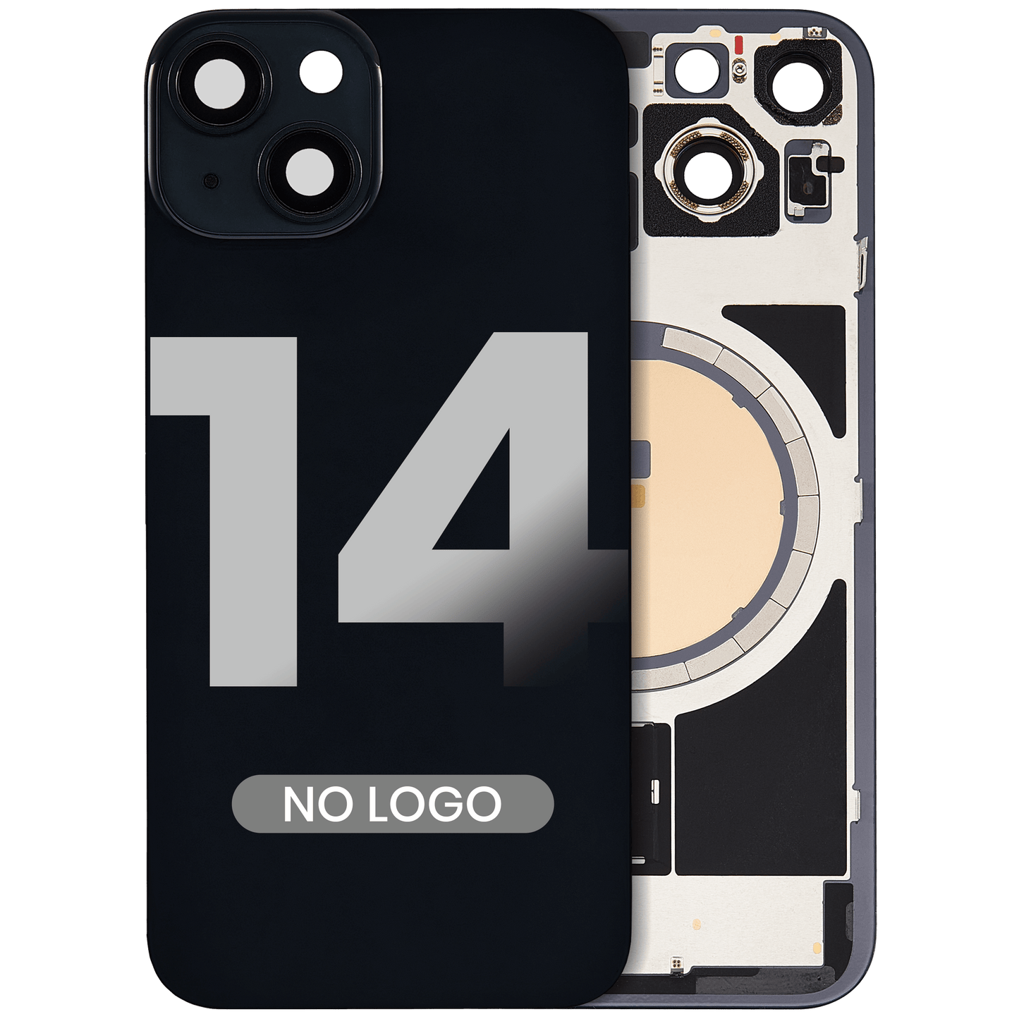 Back Glass w/ MagSafe Magnet For iPhone 14 (Aftermarket) (Midnight) (No Logo)