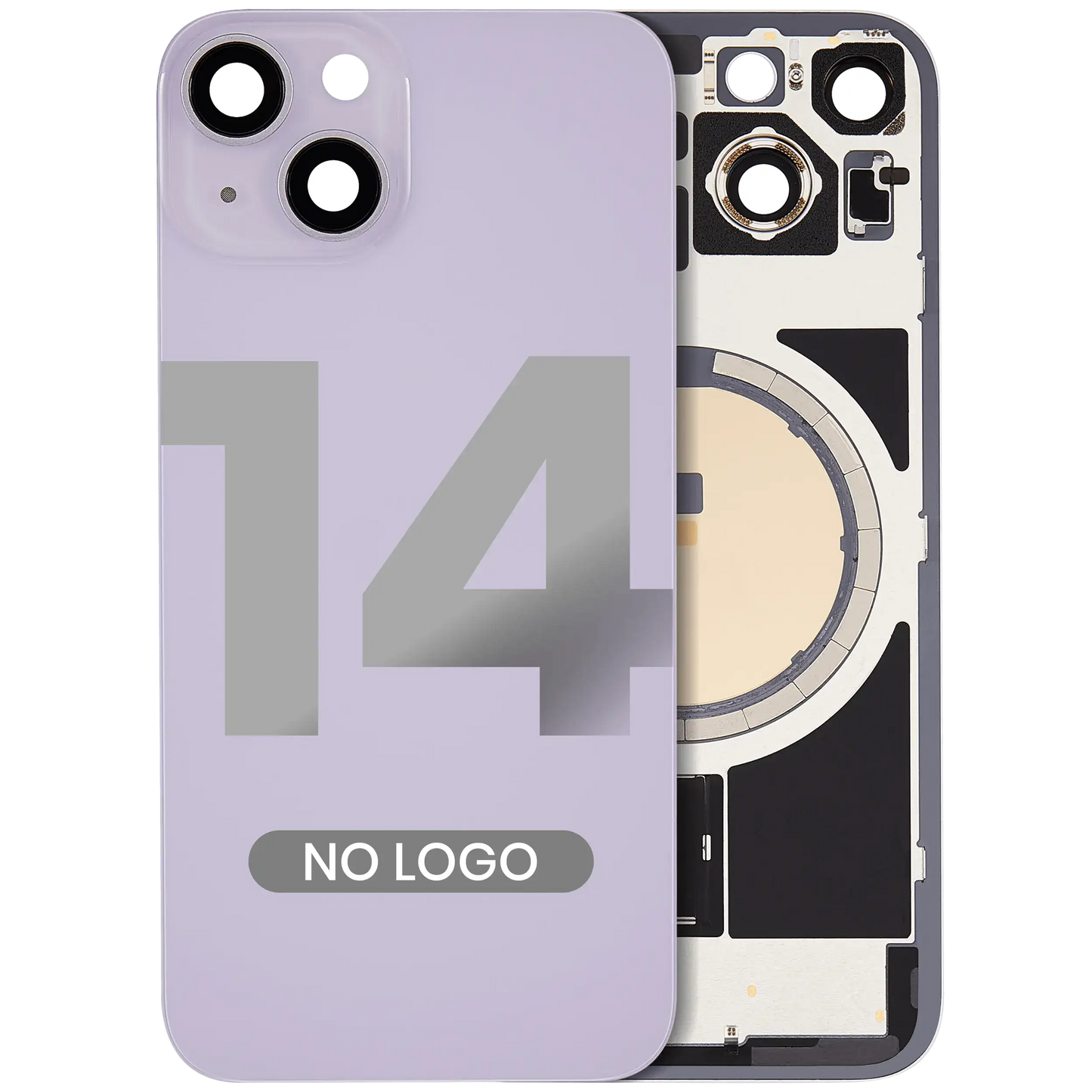 Back Glass w/ MagSafe Magnet For iPhone 14 (Aftermarket) (Purple) (No Logo)