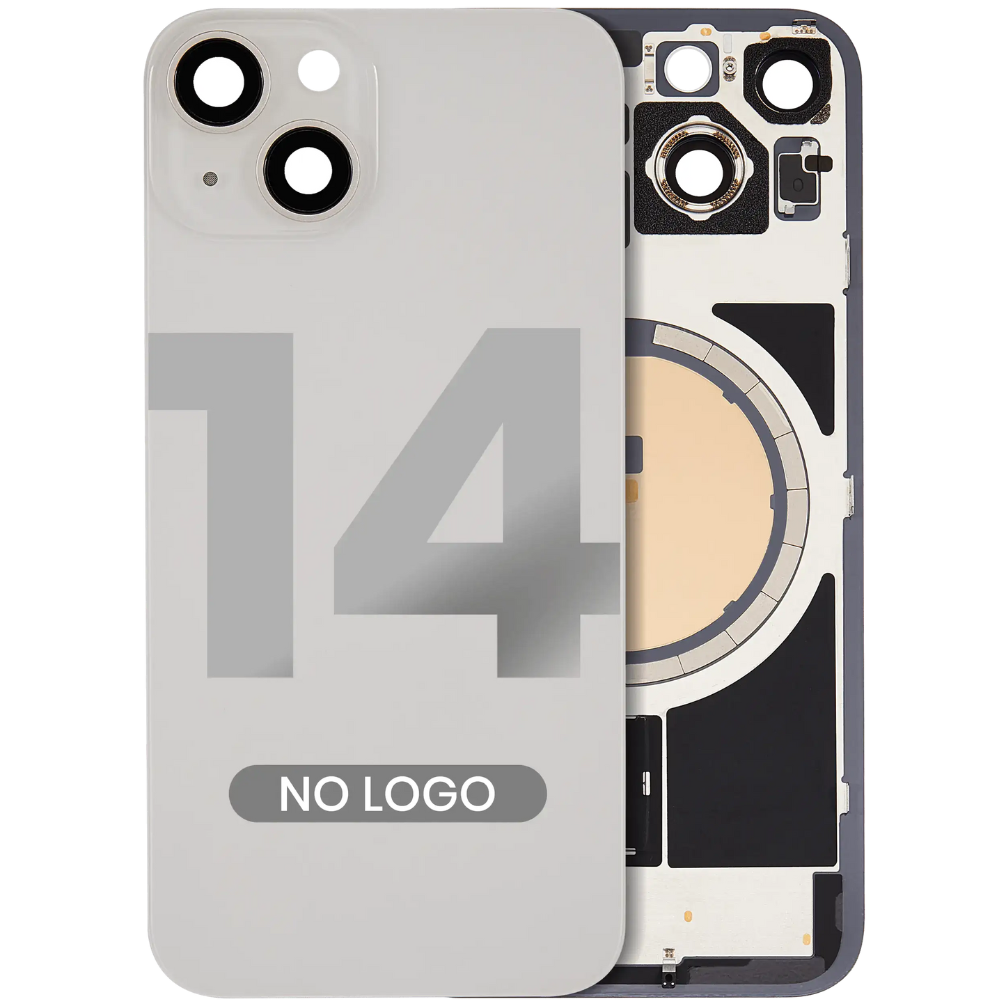 Back Glass w/ MagSafe Magnet For iPhone 14 (Aftermarket) (Starlight) (No Logo)