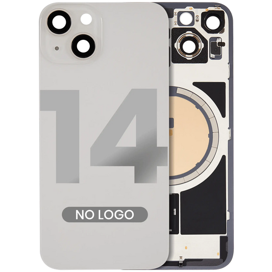 Back Glass w/ MagSafe Magnet For iPhone 14 (Aftermarket) (Starlight) (No Logo)