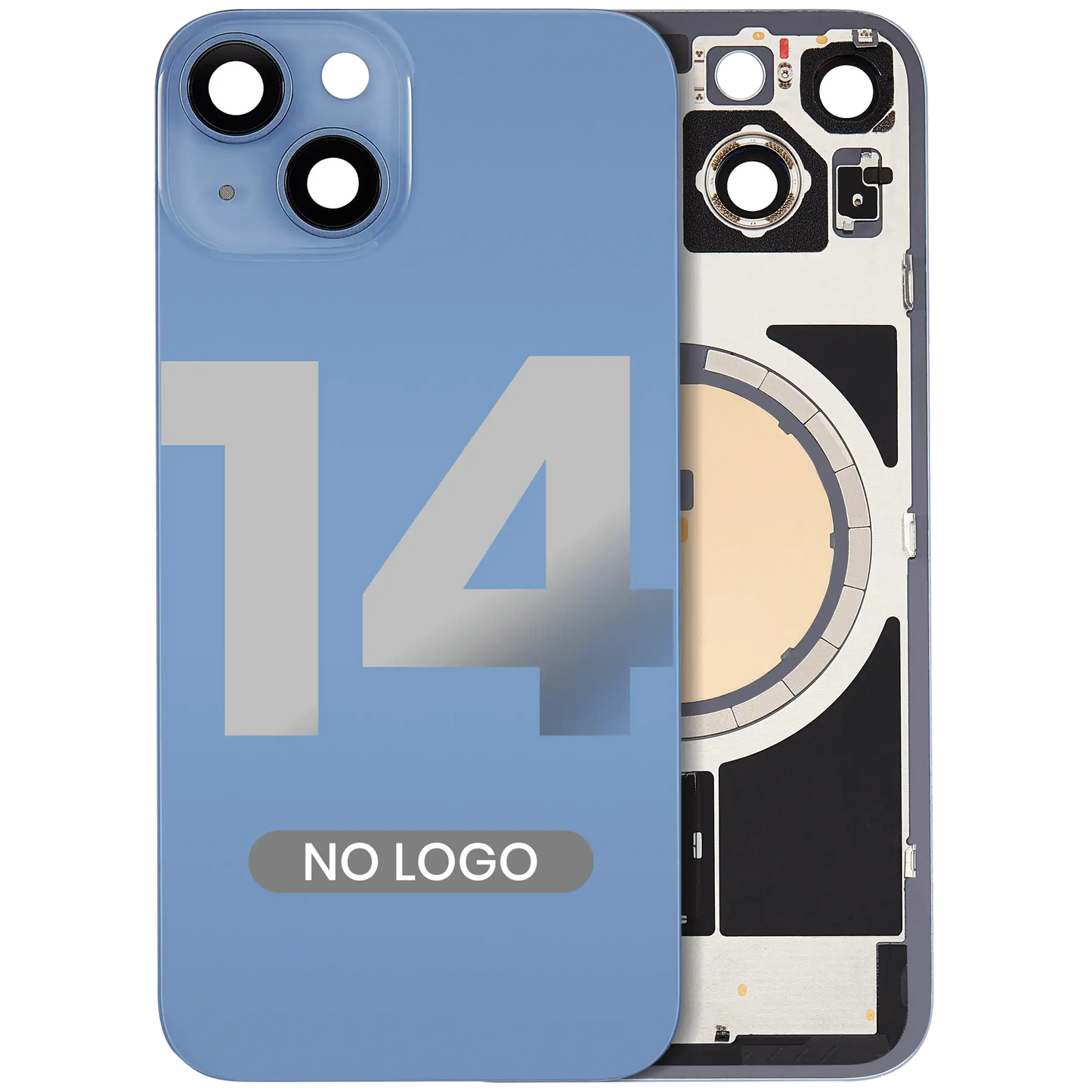 Back Glass w/ MagSafe Magnet For iPhone 14 (Aftermarket) (Blue) (No Logo)