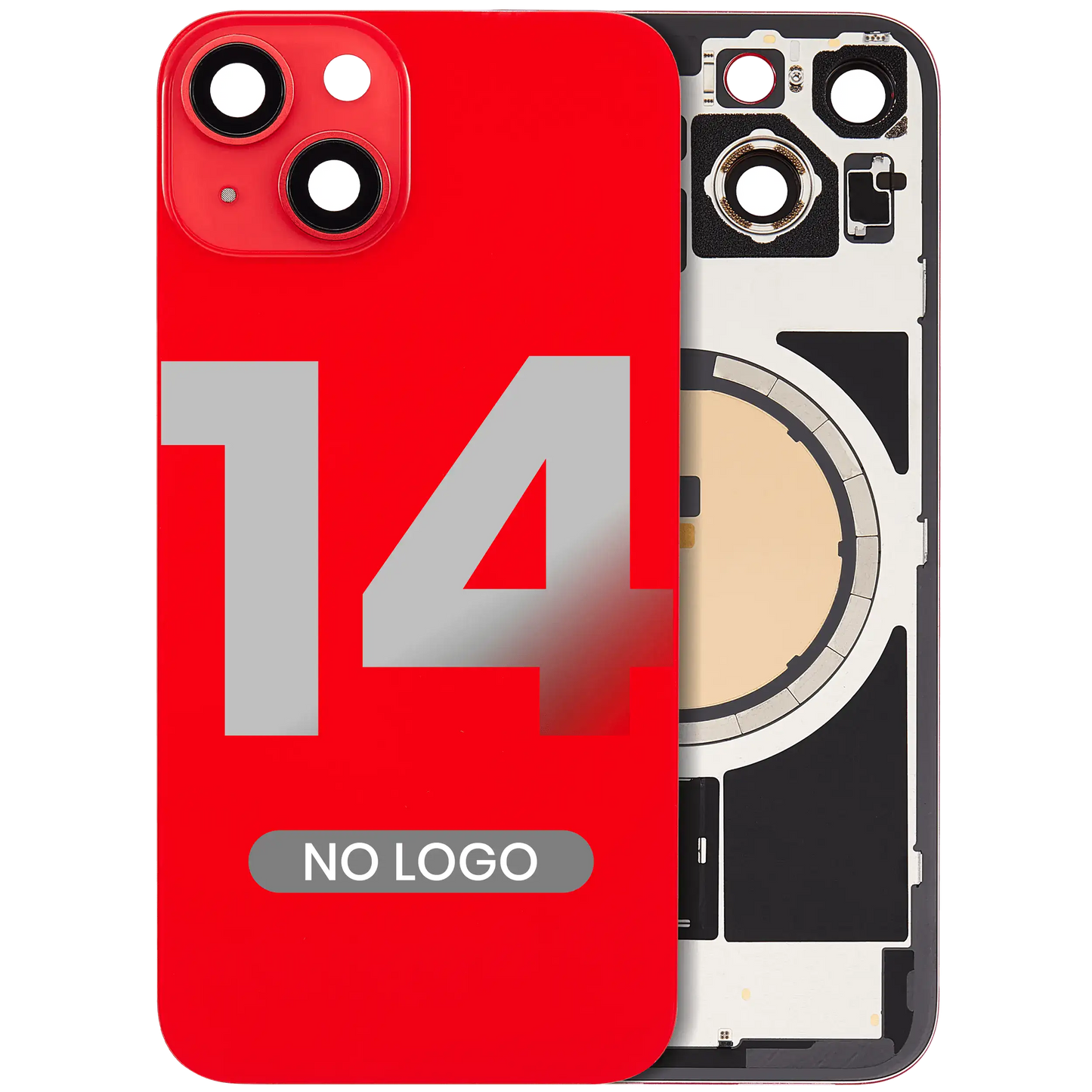 Back Glass w/ MagSafe Magnet For iPhone 14 (Aftermarket) (Red) (No Logo)