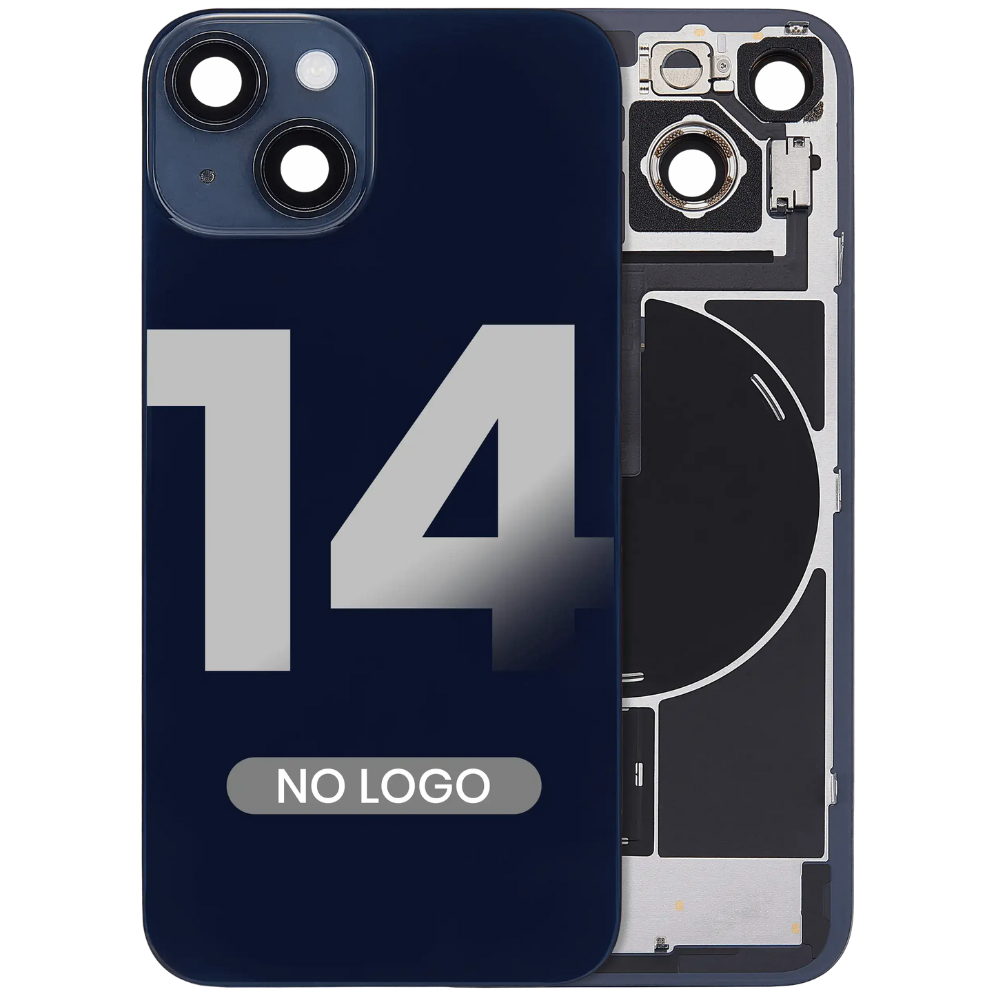 Back Glass With Steel Plate With Wireless NFC & MagSafe Magnet Pre-Installed For iPhone 14 (No Logo) (Midnight)